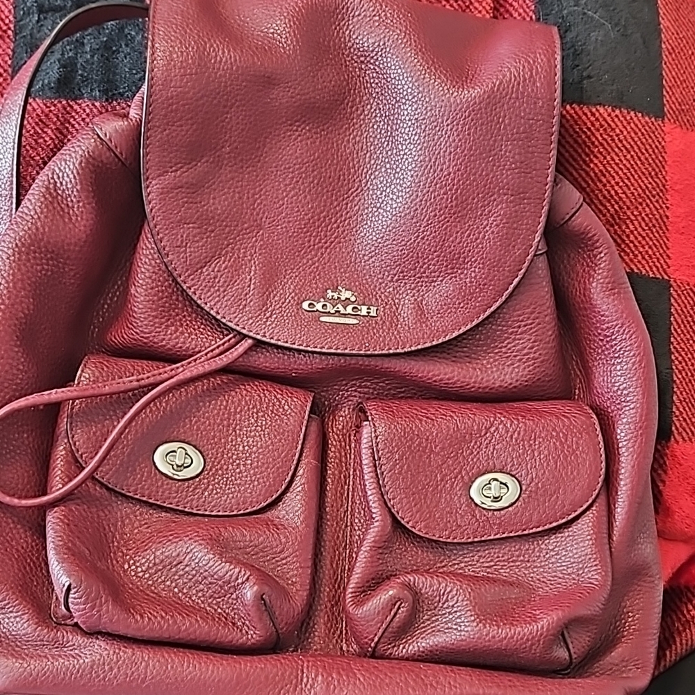 Coach Burgundy Leather Backpack
